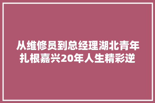 从维修员到总经理湖北青年扎根嘉兴20年人生精彩逆袭