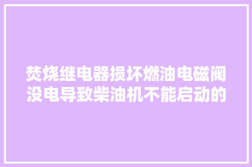 焚烧继电器损坏燃油电磁阀没电导致柴油机不能启动的故障案例