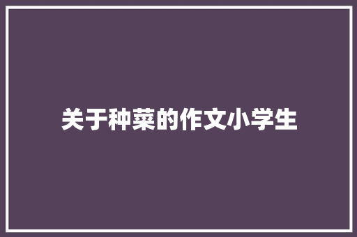 关于种菜的作文小学生