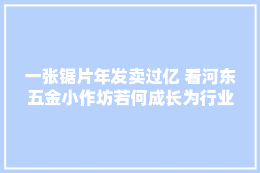 一张锯片年发卖过亿 看河东五金小作坊若何成长为行业俊彦