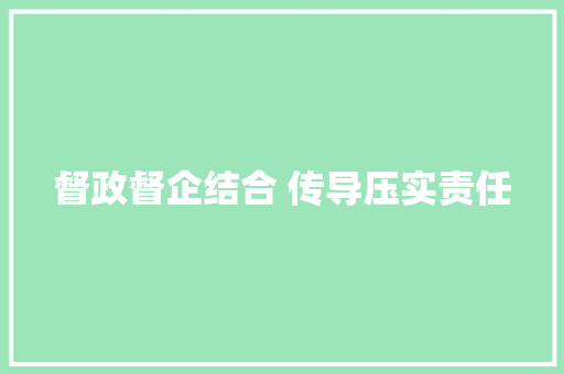 督政督企结合 传导压实责任