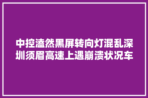 中控溘然黑屏转向灯混乱深圳须眉高速上遇崩溃状况车企黑屏不影响驾驶