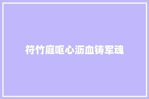符竹庭呕心沥血铸军魂