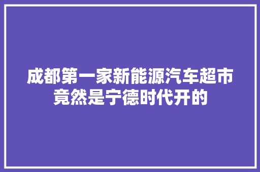 成都第一家新能源汽车超市竟然是宁德时代开的