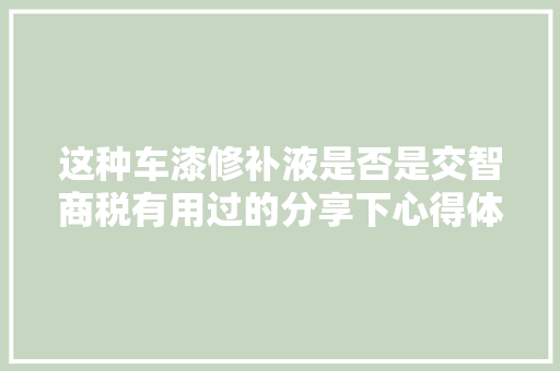 这种车漆修补液是否是交智商税有用过的分享下心得体会