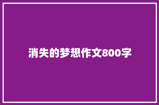 消失的梦想作文800字