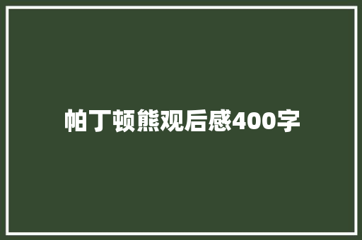 帕丁顿熊观后感400字