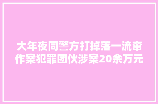 大年夜同警方打掉落一流窜作案犯罪团伙涉案20余万元