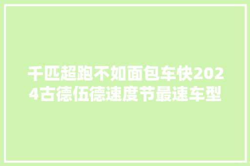 千匹超跑不如面包车快2024古德伍德速度节最速车型大年夜盘点