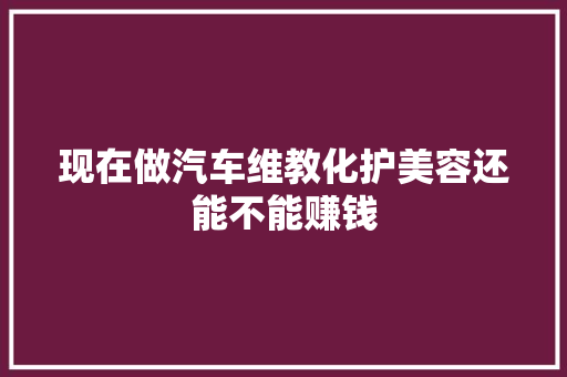 现在做汽车维教化护美容还能不能赚钱