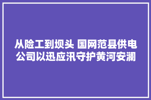 从险工到坝头 国网范县供电公司以迅应汛守护黄河安澜
