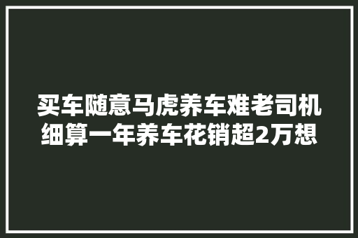 买车随意马虎养车难老司机细算一年养车花销超2万想买车的需谨慎