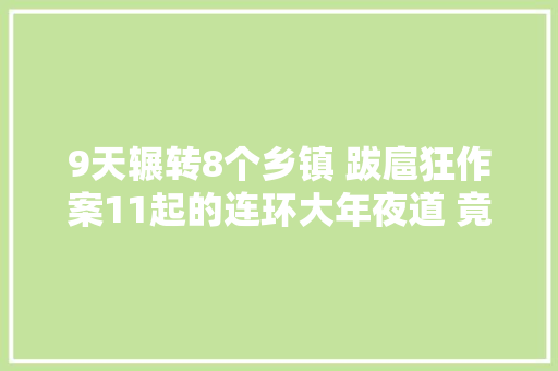 9天辗转8个乡镇 跋扈狂作案11起的连环大年夜道 竟是个16岁的孩子