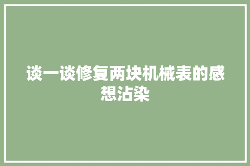 谈一谈修复两块机械表的感想沾染