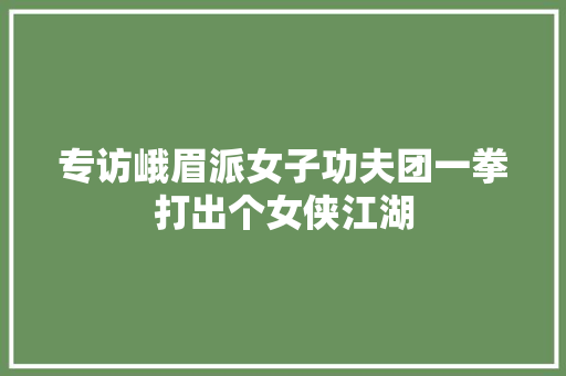 专访峨眉派女子功夫团一拳打出个女侠江湖