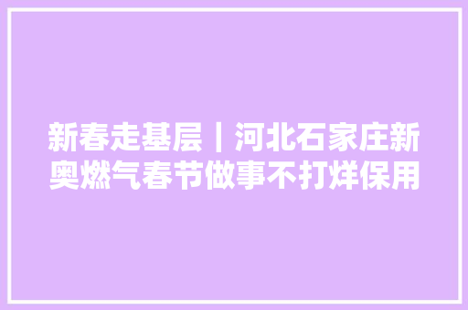 新春走基层｜河北石家庄新奥燃气春节做事不打烊保用气安然