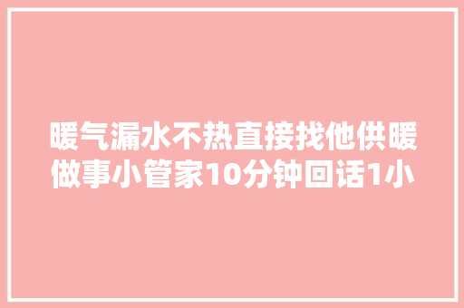 暖气漏水不热直接找他供暖做事小管家10分钟回话1小时上门