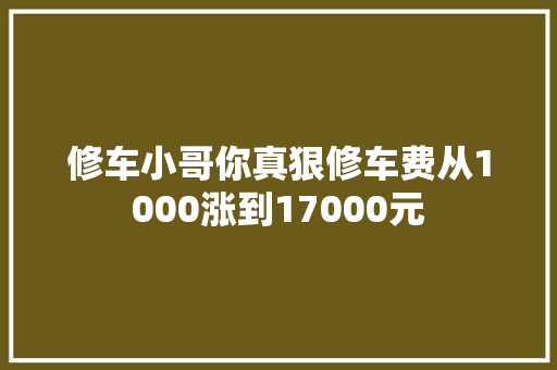 修车小哥你真狠修车费从1000涨到17000元