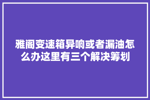 雅阁变速箱异响或者漏油怎么办这里有三个解决筹划 汽车知识