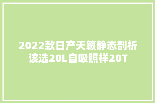 2022款日产天籁静态剖析该选20L自吸照样20T