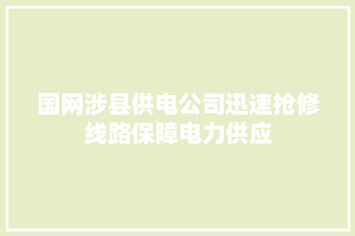 国网涉县供电公司迅速抢修线路保障电力供应