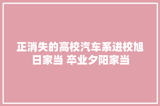 正消失的高校汽车系进校旭日家当 卒业夕阳家当
