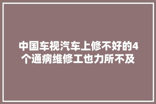 中国车视汽车上修不好的4个通病维修工也力所不及