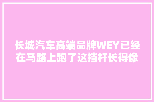 长城汽车高端品牌WEY已经在马路上跑了这挡杆长得像保时捷