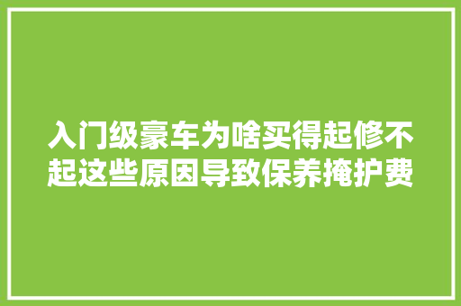 入门级豪车为啥买得起修不起这些原因导致保养掩护费用很高