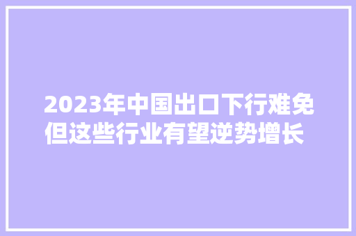 2023年中国出口下行难免但这些行业有望逆势增长  界面先觉⑪