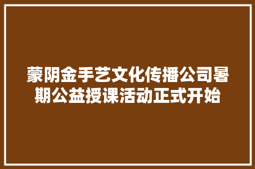 蒙阴金手艺文化传播公司暑期公益授课活动正式开始