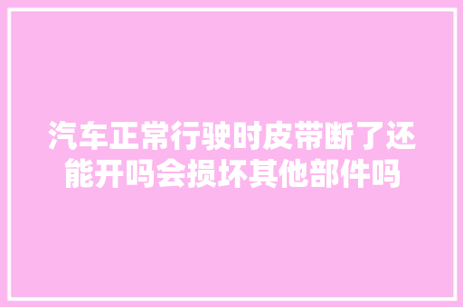 汽车正常行驶时皮带断了还能开吗会损坏其他部件吗