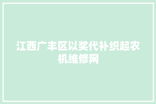 江西广丰区以奖代补织起农机维修网