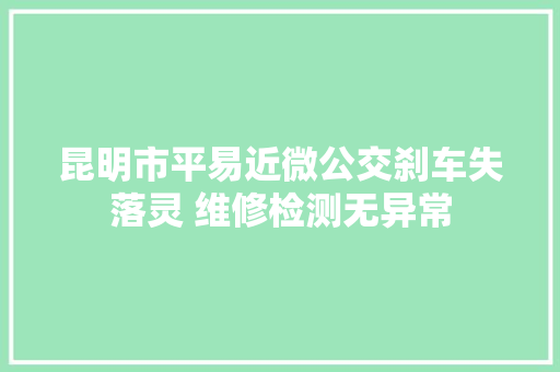昆明市平易近微公交刹车失落灵 维修检测无异常