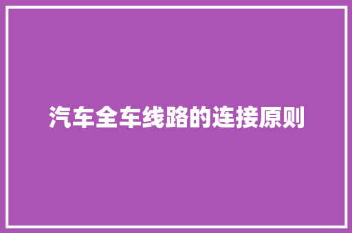 汽车全车线路的连接原则