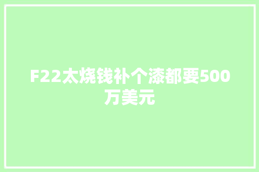 F22太烧钱补个漆都要500万美元