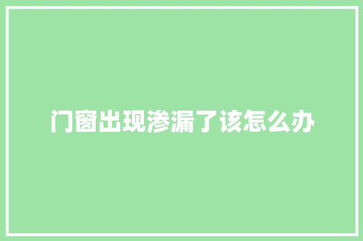 门窗出现渗漏了该怎么办 汽车知识