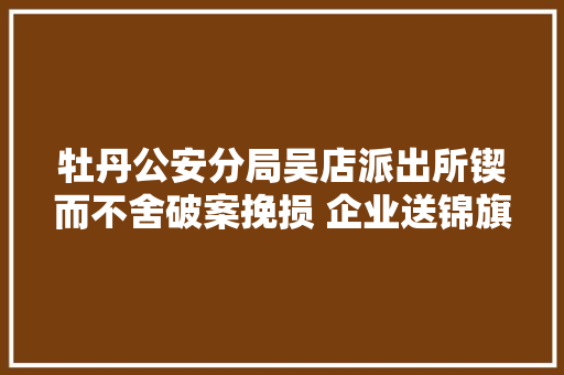 牡丹公安分局吴店派出所锲而不舍破案挽损 企业送锦旗感谢