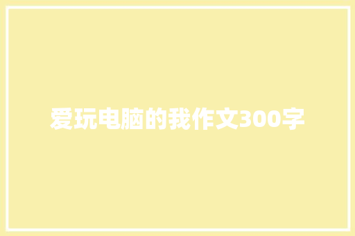爱玩电脑的我作文300字