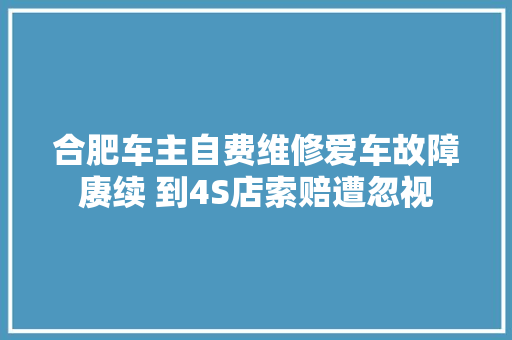 合肥车主自费维修爱车故障赓续 到4S店索赔遭忽视