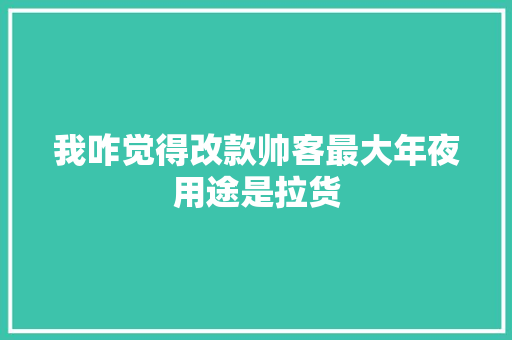 我咋觉得改款帅客最大年夜用途是拉货