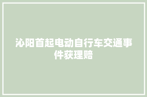 沁阳首起电动自行车交通事件获理赔