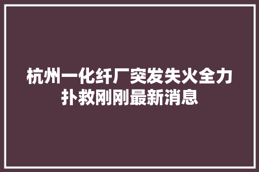 杭州一化纤厂突发失火全力扑救刚刚最新消息