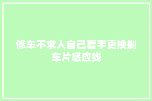 修车不求人自己着手更换刹车片感应线