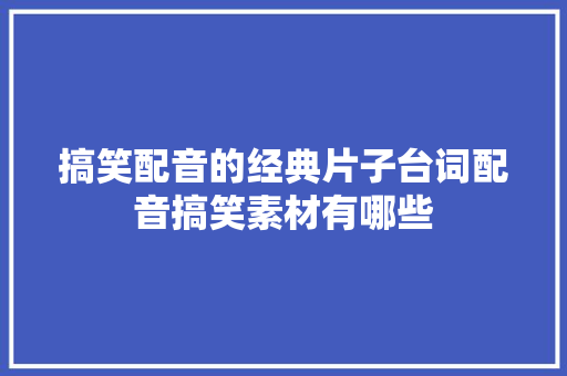 搞笑配音的经典片子台词配音搞笑素材有哪些