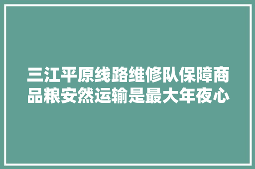 三江平原线路维修队保障商品粮安然运输是最大年夜心愿