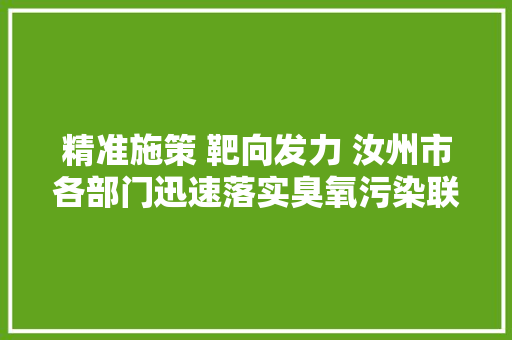 精准施策 靶向发力 汝州市各部门迅速落实臭氧污染联防联控工作