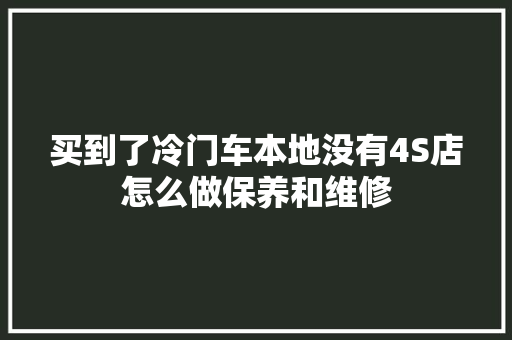 买到了冷门车本地没有4S店怎么做保养和维修