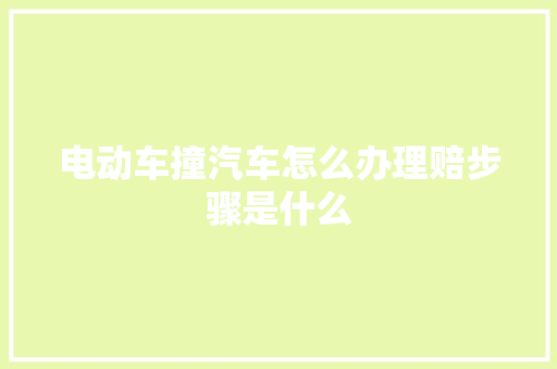电动车撞汽车怎么办理赔步骤是什么
