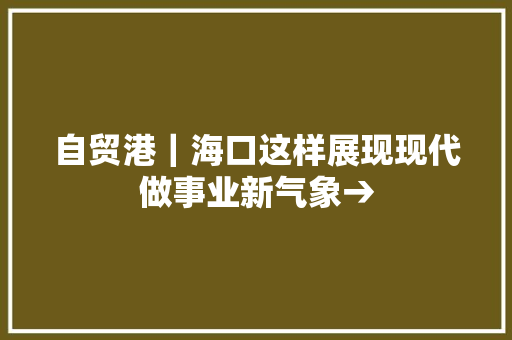 自贸港｜海口这样展现现代做事业新气象→